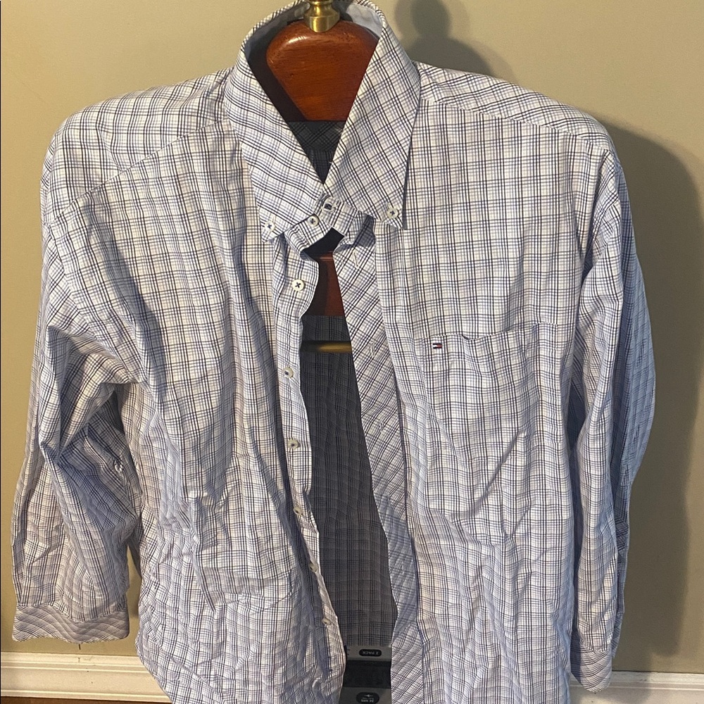 Tommy Hilfiger Blue and White Striped Shirt